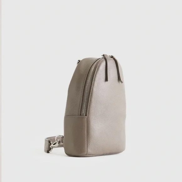 Quince Taupe Leather Shoulder Bag - Picture 3 of 9